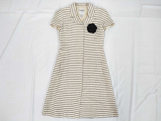 CHANEL Dress P16913V09441 01C #38 Border Tweed Camellia Dress