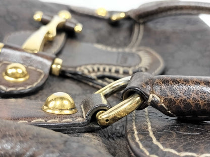 GUCCI GUCCI Horsebit Leather Handbag Brown with Strap Shoulder Bag