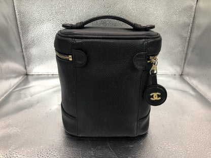 CHANEL Coco Mark Vertical Vanity Bag A01998 Caviar Skin Black Vanity Bag