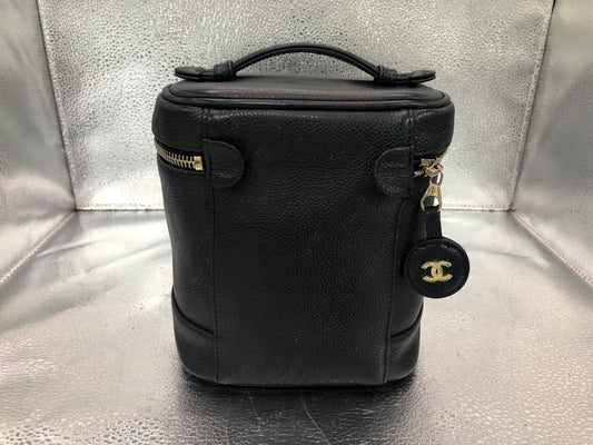CHANEL Coco Mark Vertical Vanity Bag A01998 Caviar Skin Black Vanity Bag