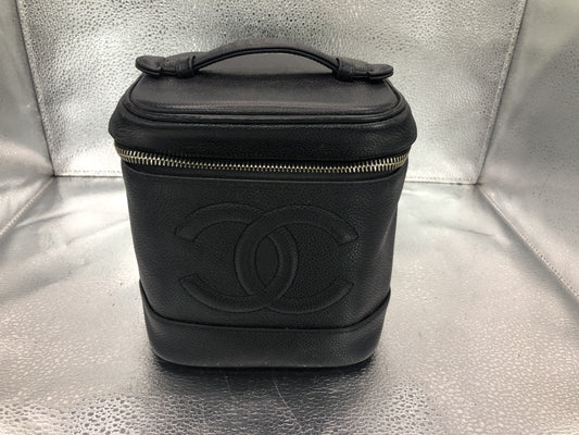 CHANEL Coco Mark Vertical Vanity Bag A01998 Caviar Skin Black Vanity Bag