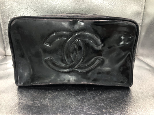 CHANEL Deca Coco Clutch Bag with Seal, 4129266, with Guarantee Card, Patent Leather, Black Clutch Bag