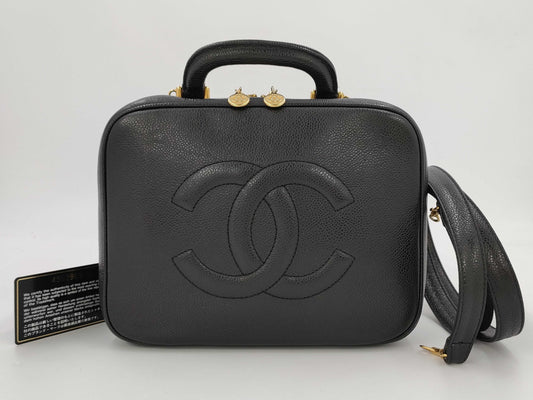 CHANEL Coco Mark 2-way Caviar Skin Hand/Shoulder Vanity Bag 4502965 Handbag