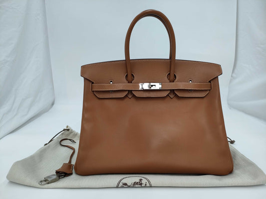 HERMES HERMES Birkin 35 Brown with Silver Hardware Handbag