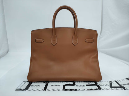 HERMES HERMES Birkin 35 Brown with Silver Hardware Handbag