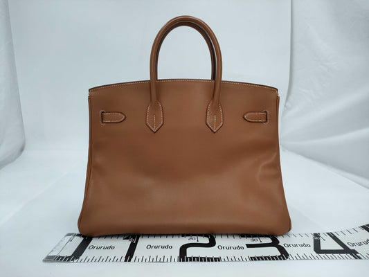 HERMES HERMES Birkin 35 Brown with Silver Hardware Handbag