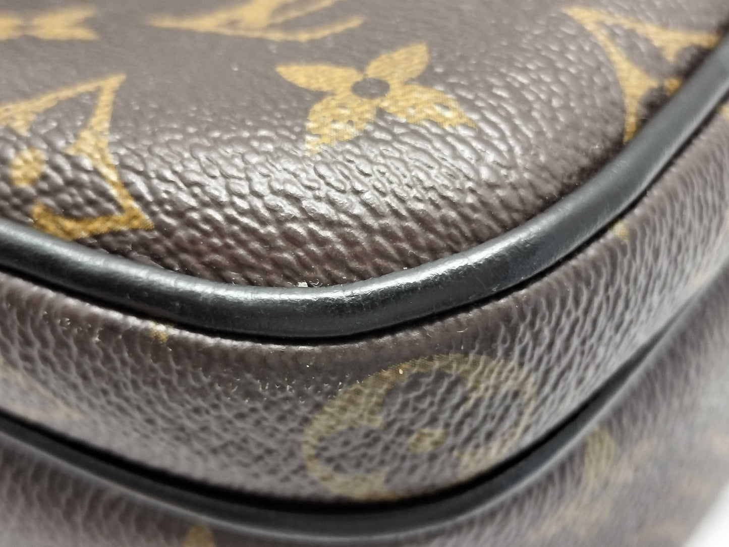 LOUIS VUITTON M45806 Monogram Macassar S-Lock Shoulder Bag, Brown, RFID Enabled