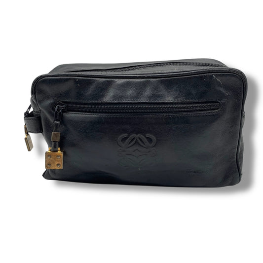 LOEWE Leather Anagram Clutch Bag Black Second Bag