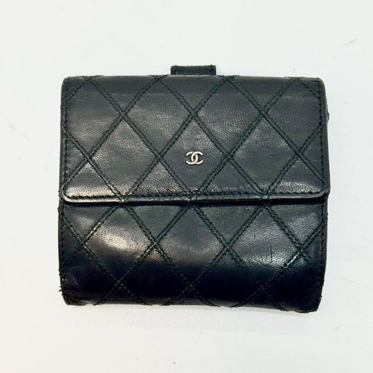 CHANEL Bicolor Lambskin Compact Wallet, Black, 13217767