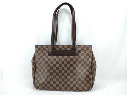 LOUIS VUITTON N51123 Damier Parioli PM Tote Bag, Brown Leather, Damier N51123/AR1002