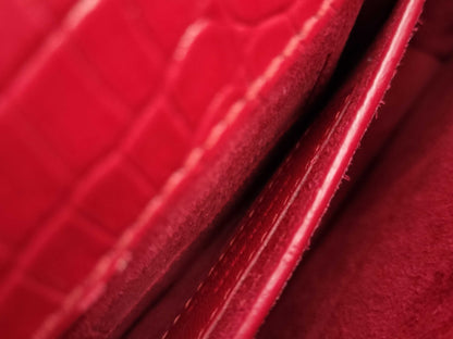 SAINT LAURENT Saint Laurent crocodile embossed red chain shoulder bag