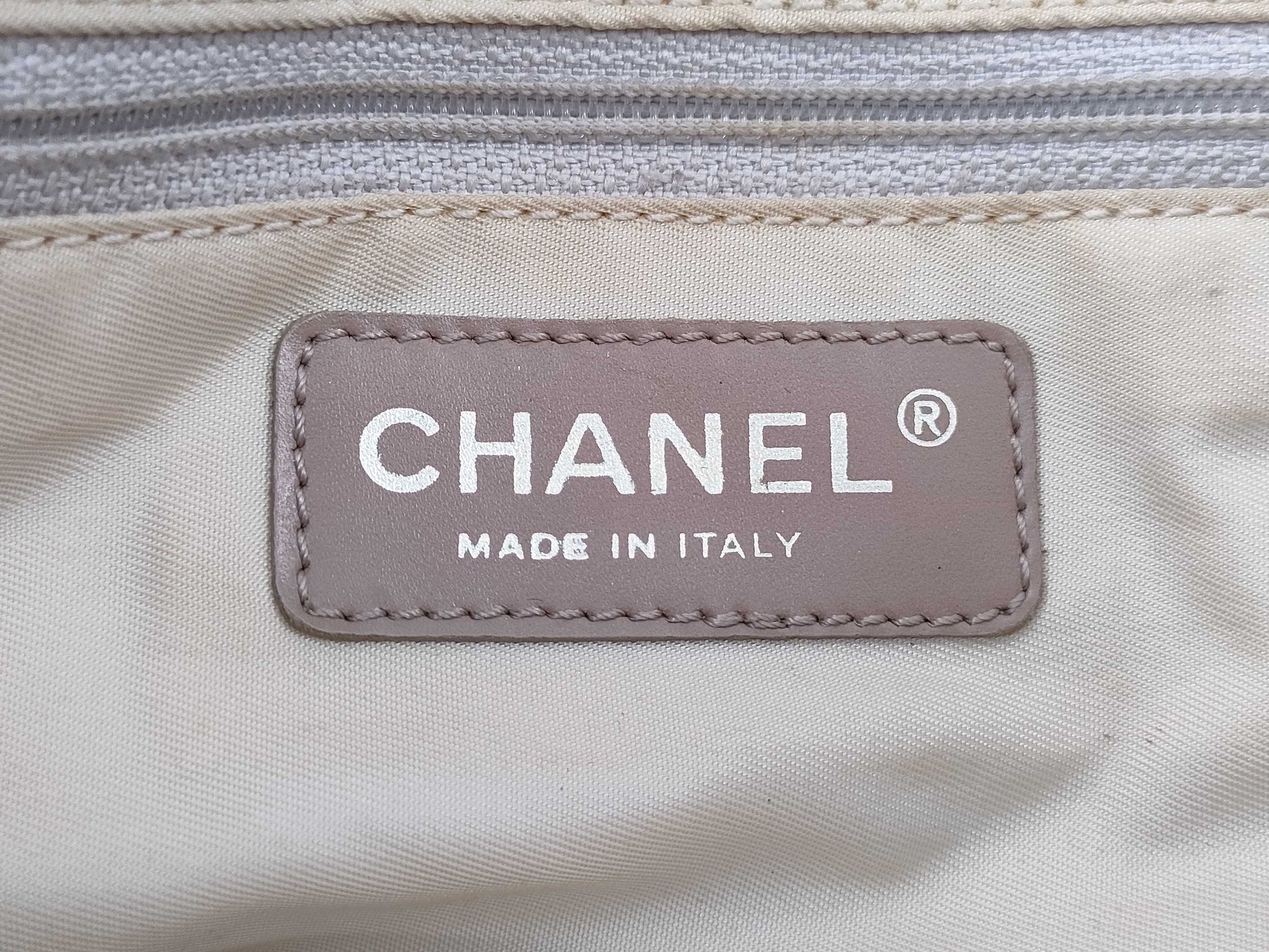 CHANEL New Travel Line Nylon and Leather Tote Bag, Beige with Gold Hardware, 8713604, Handbag