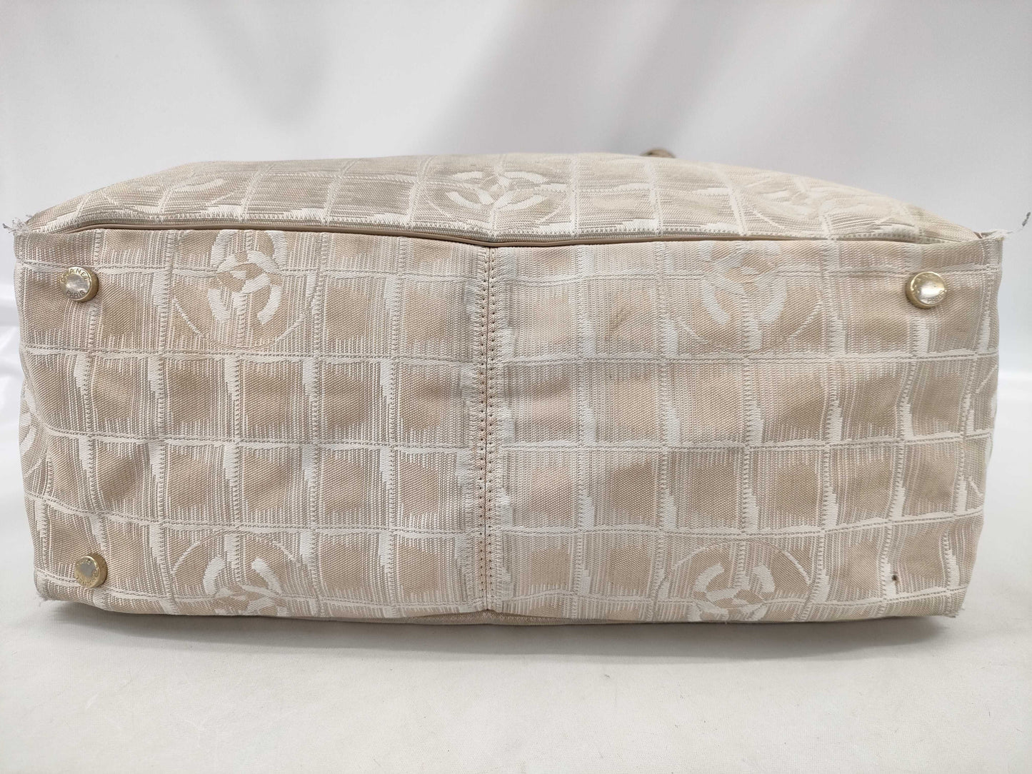 CHANEL New Travel Line Nylon and Leather Tote Bag, Beige with Gold Hardware, 8713604, Handbag