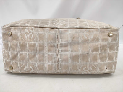 CHANEL New Travel Line Nylon and Leather Tote Bag, Beige with Gold Hardware, 8713604, Handbag