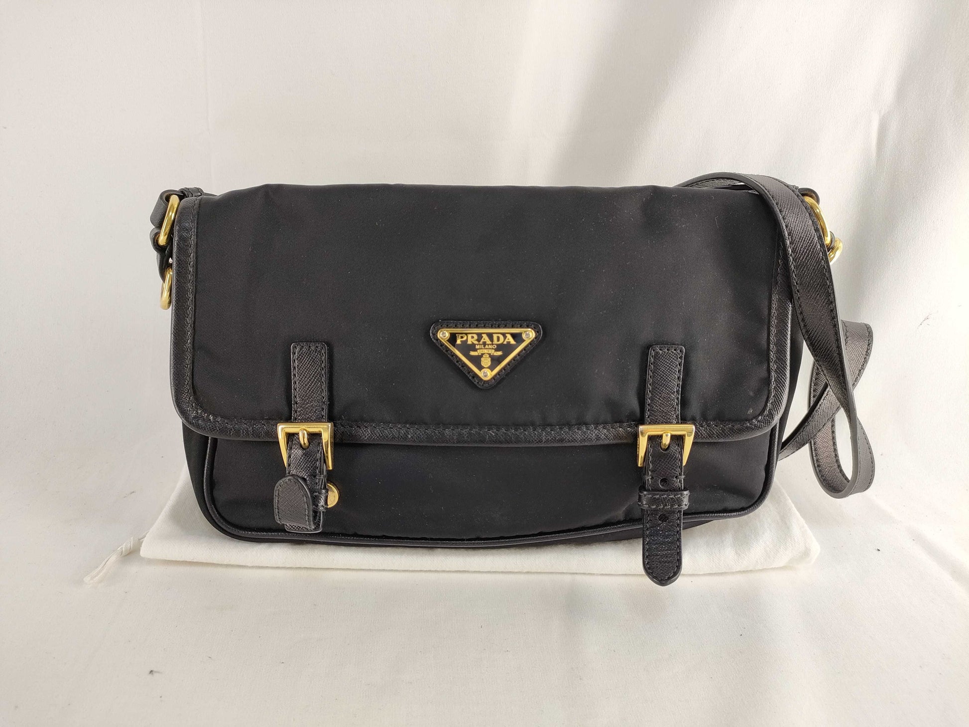 PRADA FR - Prada Shoulder bag Black Nylon Gold metal fittings Shoulder bag
