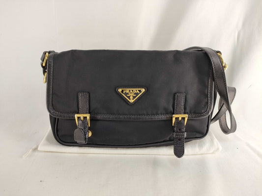 PRADA FR - Prada Shoulder bag Black Nylon Gold metal fittings Shoulder bag