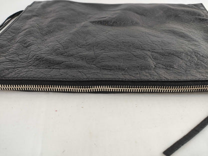 BALENCIAGA KR - Balenciaga 362967 Black Leather Classic Motor Clutch Bag