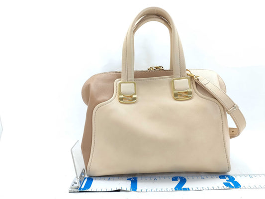 FENDI Chameleon Leather 2-Way Handbag, Beige x Brown, 8BL114