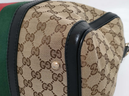 GUCCI GG Canvas ID - Gucci GG Canvas Beige x Brown 2-Way Handbag Canvas x Leather 247205 Handbag