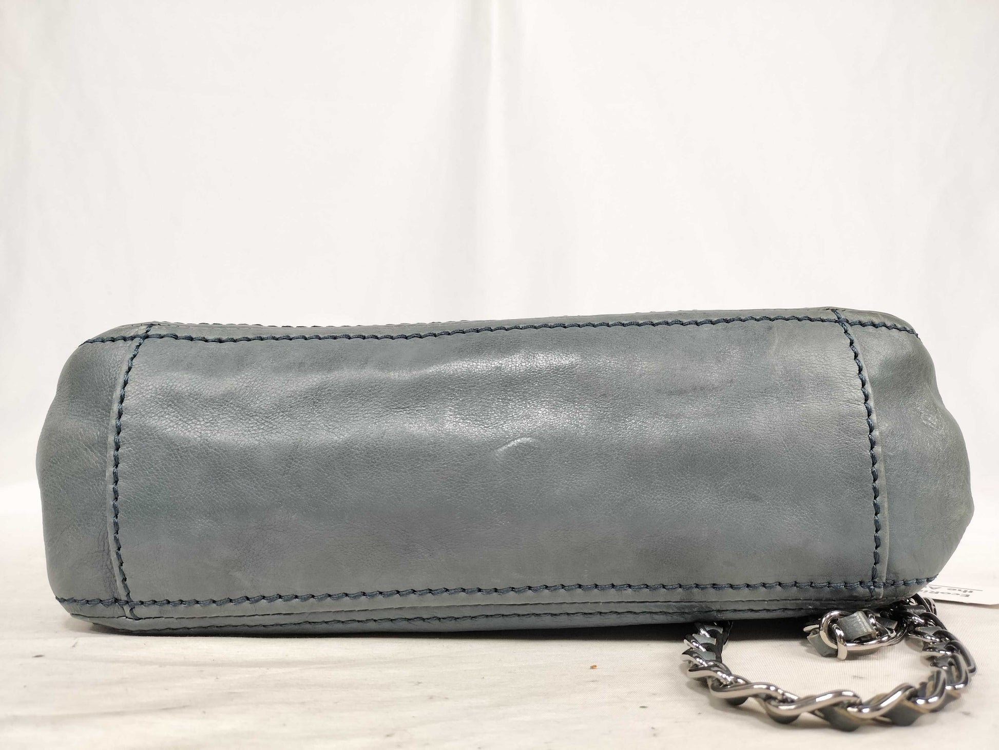 PRADA Prada Mocha Leather Chain Shoulder Bag Blue Shoulder Bag