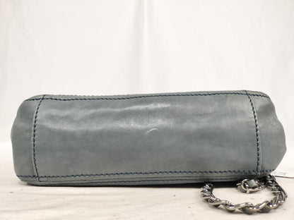 PRADA Prada Mocha Leather Chain Shoulder Bag Blue Shoulder Bag