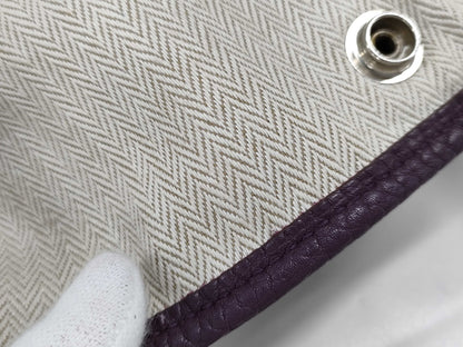 HERMES Garden Party PM Negonda Cassis Tote Bag with Silver Hardware and Twilly