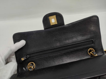 CHANEL Matelasse Double Flap Double Chain Lambskin Shoulder Bag with Gold Hardware and Serial Seal
