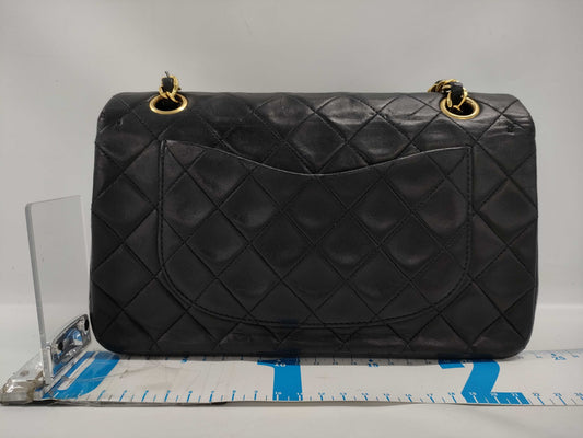 CHANEL Matelasse Double Flap Double Chain Lambskin Shoulder Bag with Gold Hardware and Serial Seal