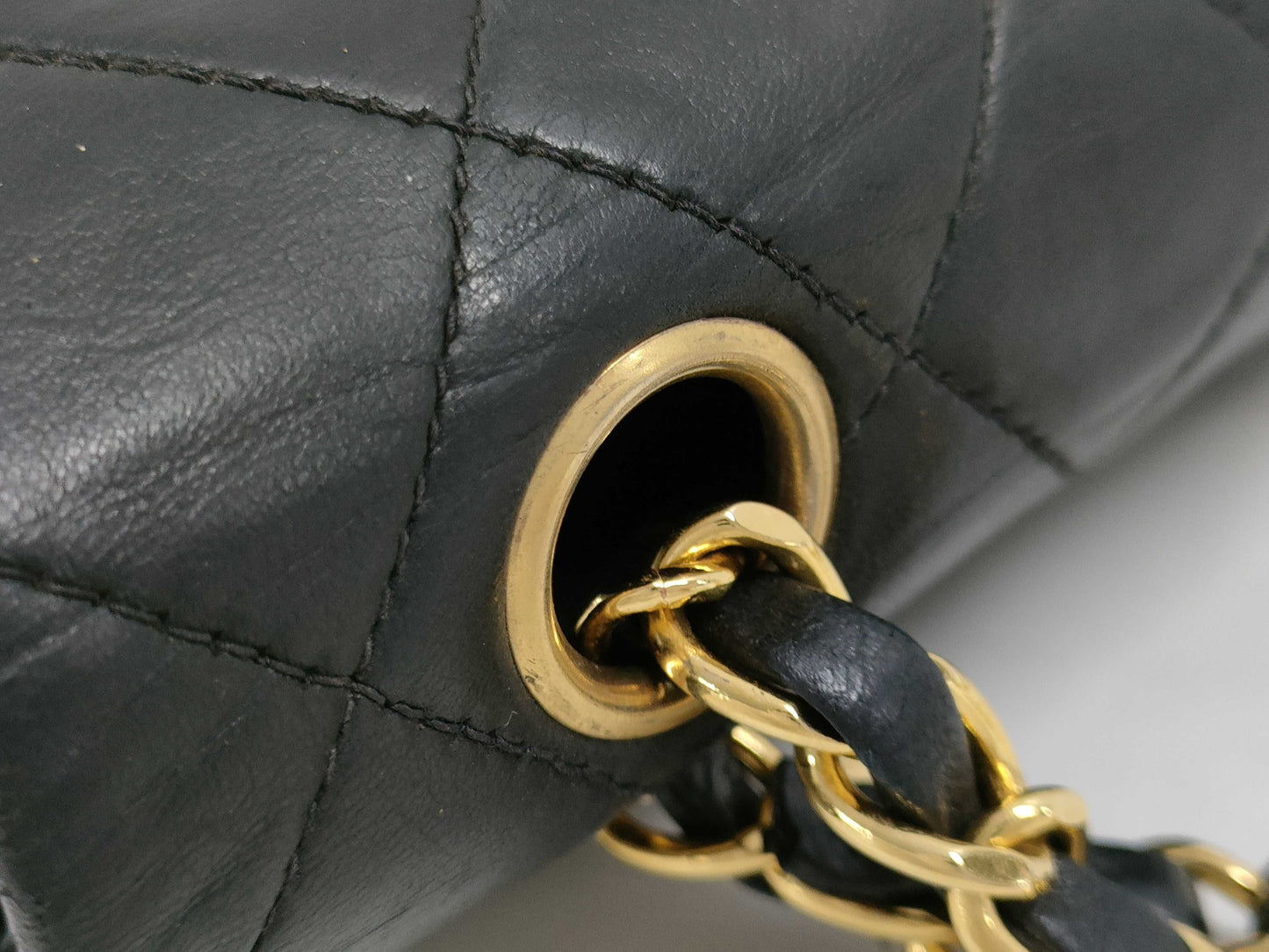 CHANEL Matelasse Double Flap Double Chain Lambskin Shoulder Bag with Gold Hardware and Serial Seal