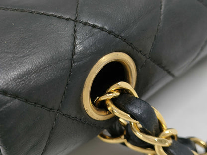 CHANEL Matelasse Double Flap Double Chain Lambskin Shoulder Bag with Gold Hardware and Serial Seal