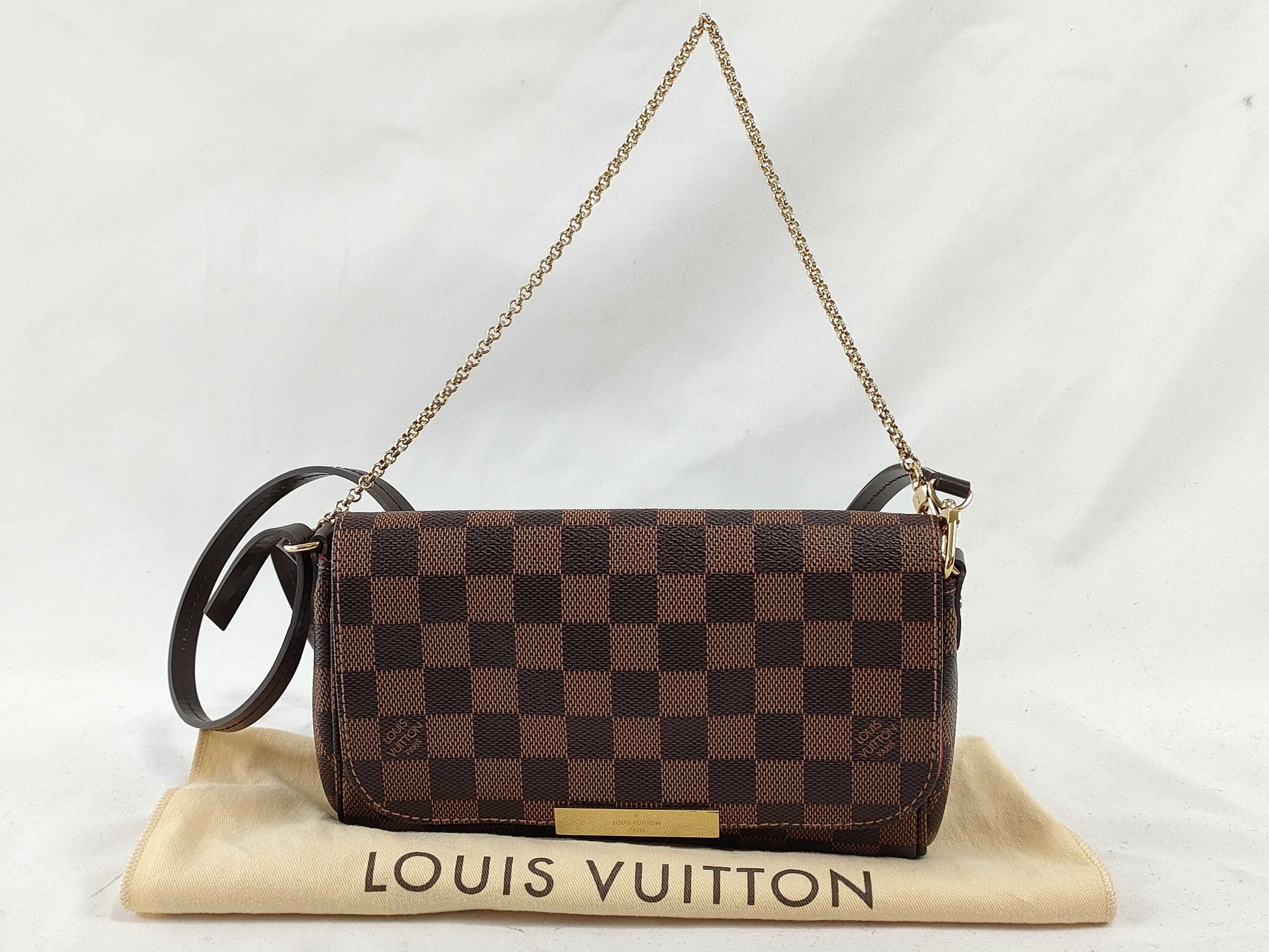 LOUIS VUITTON N 41276 Damier LOUIS VUITTON Favorite PM Damier 2-Way Shoulder Bag Chain Clutch Bag N41276 Shoulder Bag