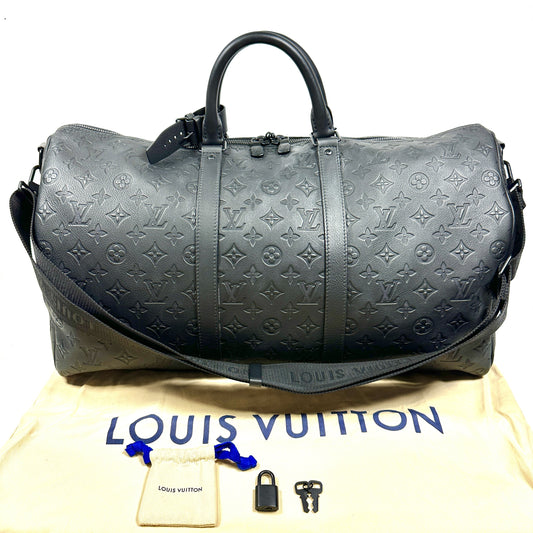 LOUIS VUITTON Boston Bag M44810 2024 Monogram Shadow Keepall Bandouliere 50 Boston Bag