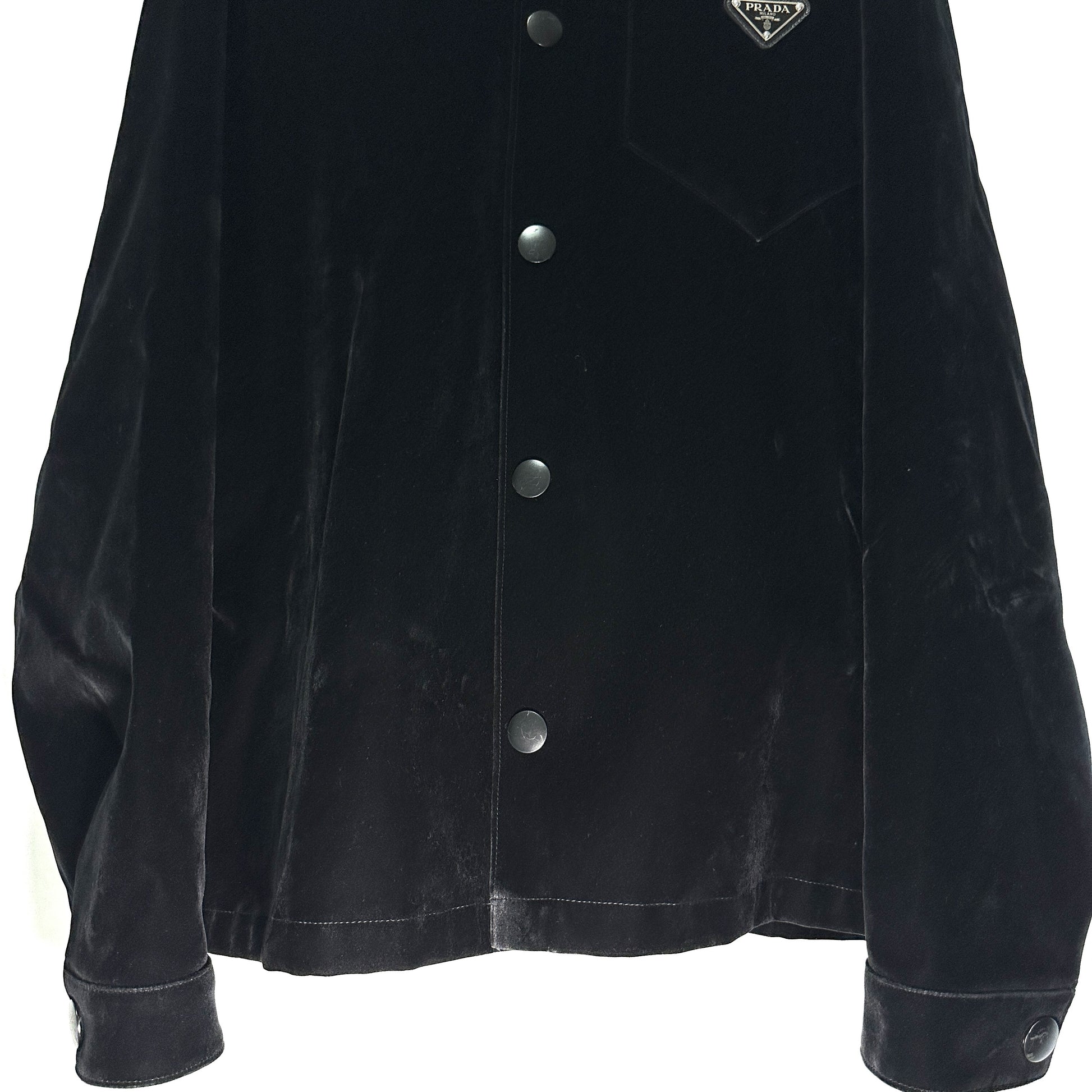 PRADA Triangle Logo Jacket 2023 Velvet Suede Velour Zip-Up Blouson Size L
