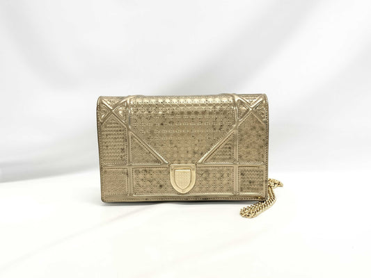 Dior Diorama Chain Wallet Gold with Gold Hardware Leather Shoulder Bag