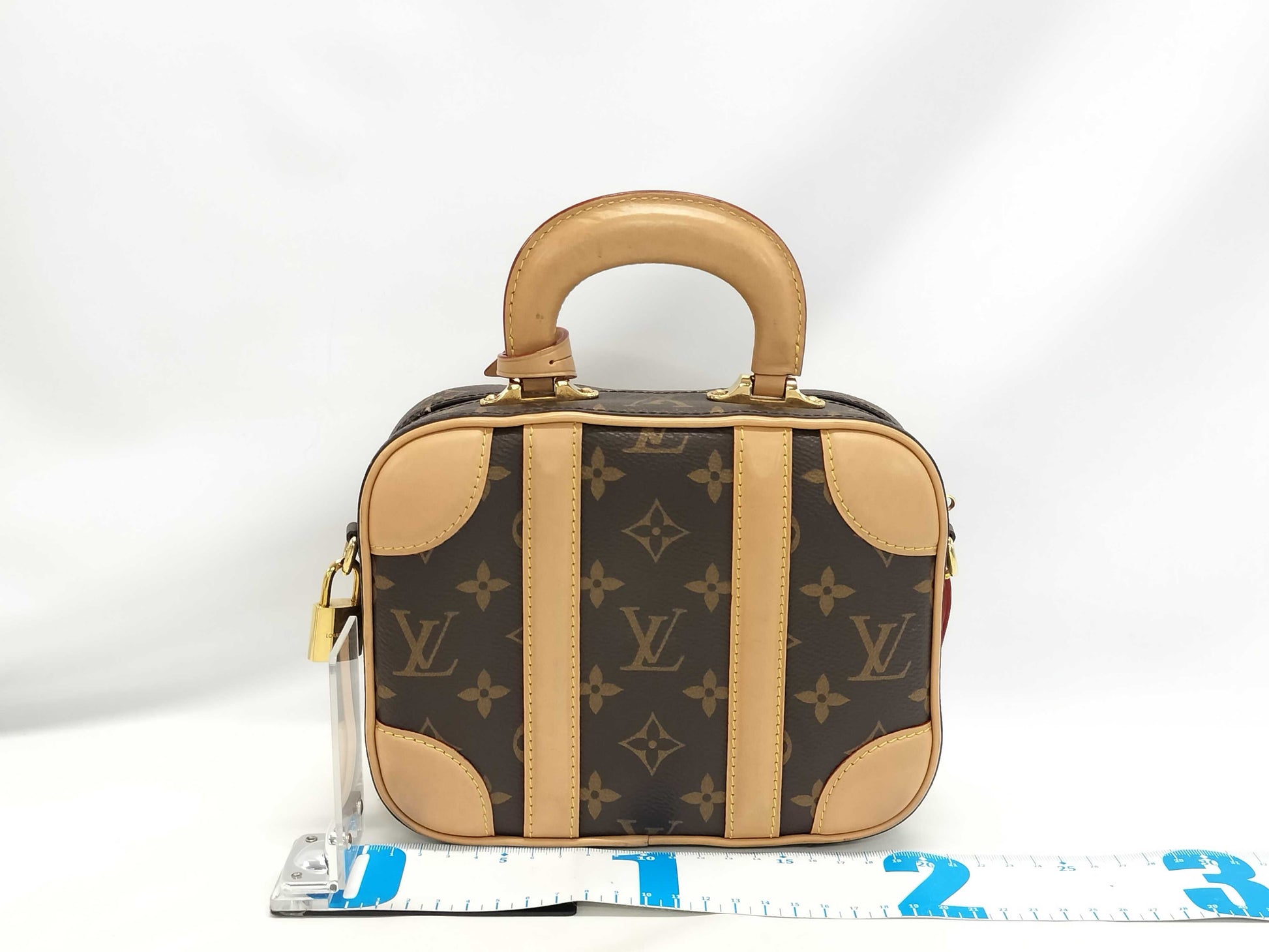 LOUIS VUITTON Valisette BB 2-way Handbag Monogram M44804 Brown with Gold Hardware, PVC Coated Canvas, FL3119 Shoulder Bag
