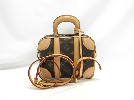 LOUIS VUITTON Valisette BB 2-way Handbag Monogram M44804 Brown with Gold Hardware, PVC Coated Canvas, FL3119 Shoulder Bag
