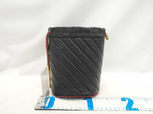 GUCCI GG Marmont Mini Bucket Shoulder Bag 573817 Black Beige with Gold Hardware Leather 525040 Shoulder Bag