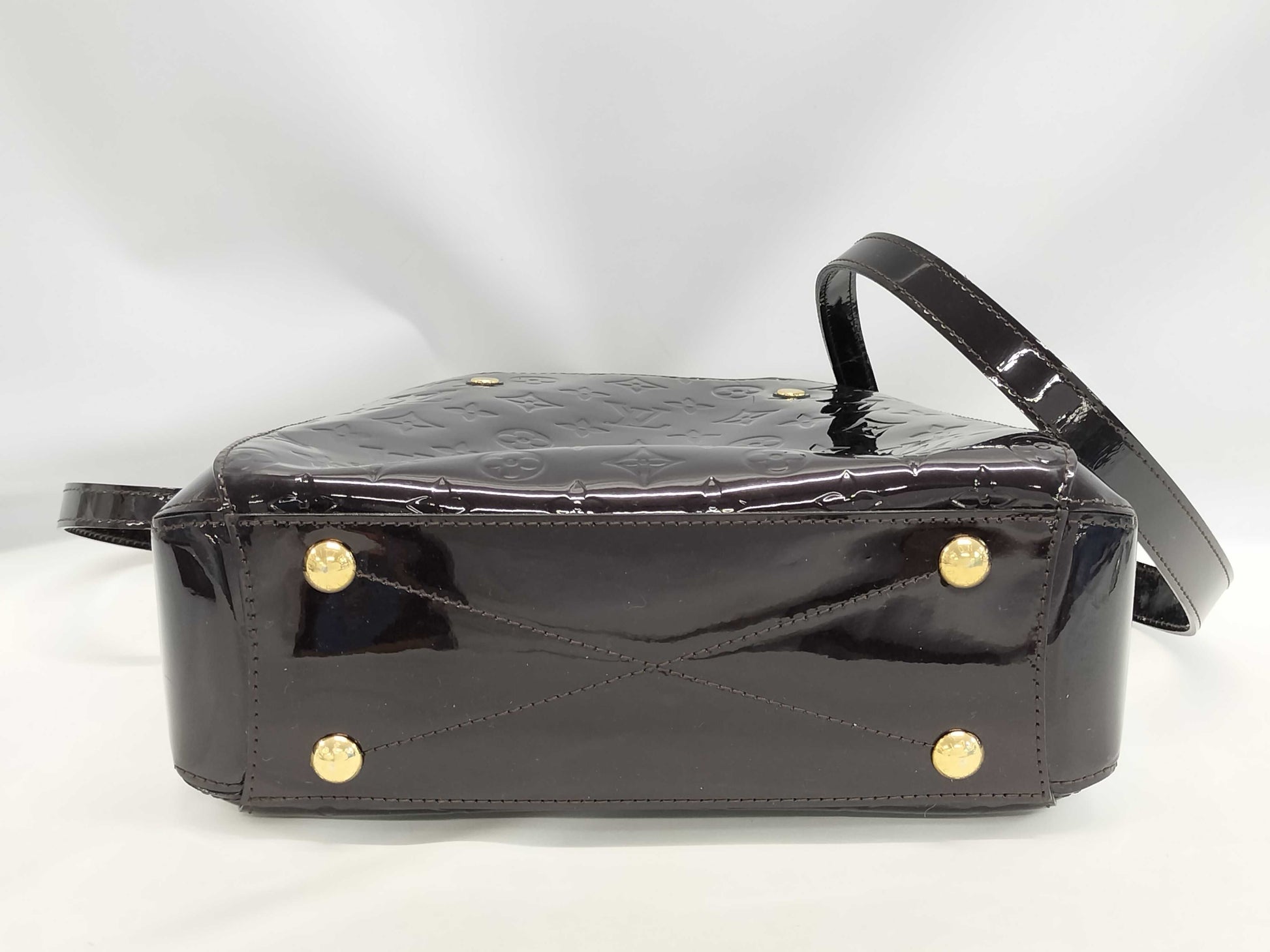 LOUIS VUITTON Montaigne BB 2-way handbag M50403 Amaranth gold hardware, enamel calfskin, CA0145 shoulder bag