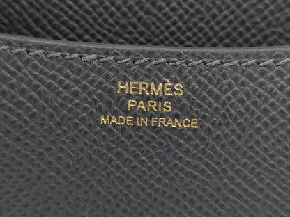 HERMES Constance Mini Epsom Ardoise Lacquer Shoulder Bag with Black Hardware and K Stamp