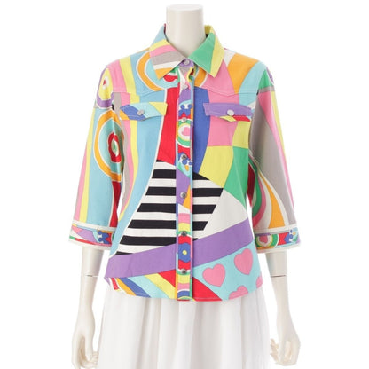 LEONARD LEONARD Cotton All-Over Print Jacket Long Sleeve Shirt Multicolor Size 40 Jacket