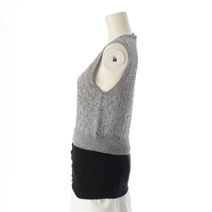 LOUIS VUITTON Cashmere Sleeveless Sweater Black Silver Size S Tops