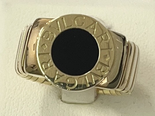 BVLGARI BB Tubogas Onyx YG AU750 19.4g Ring 