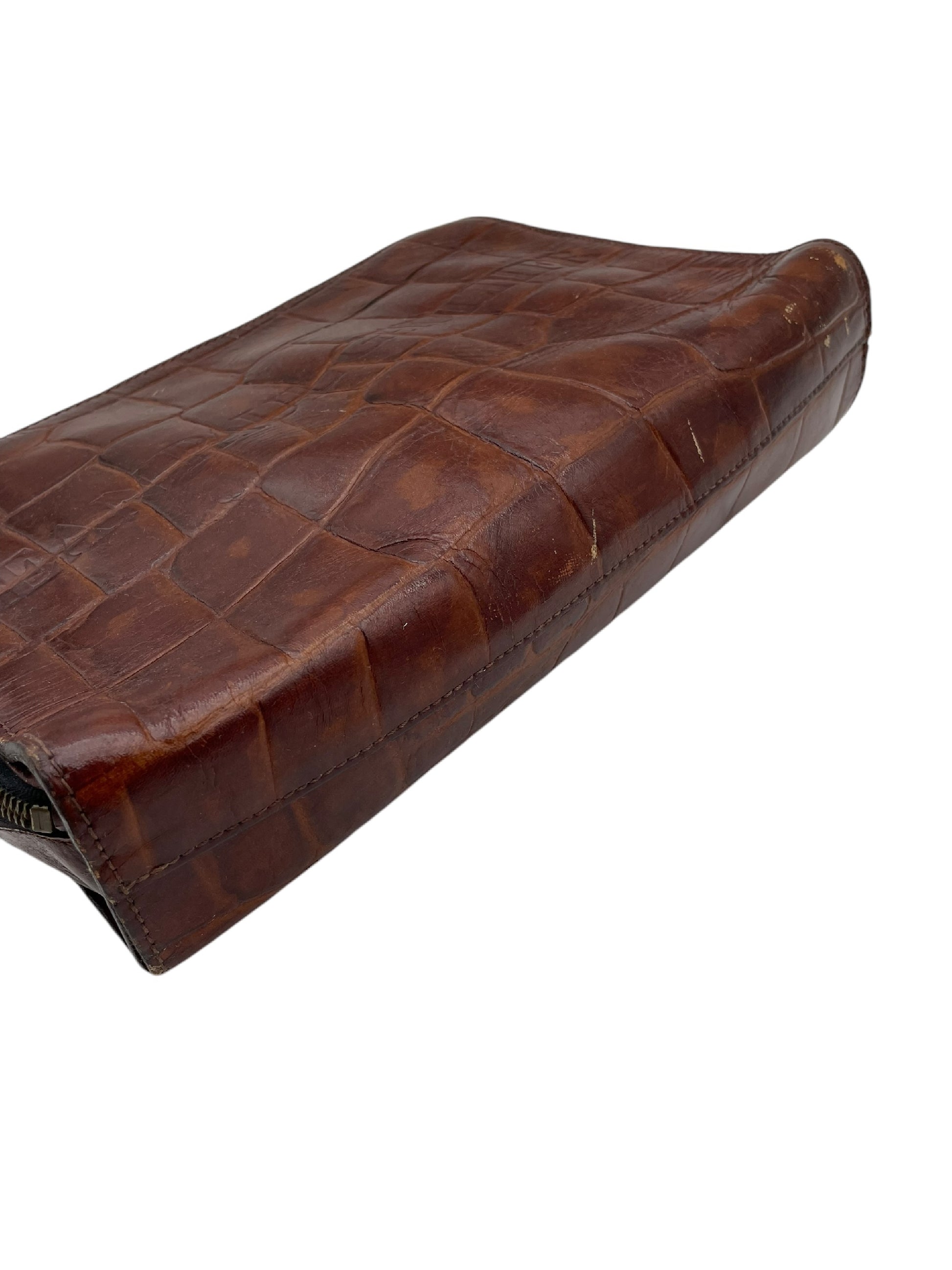JEAN PAUL GAULTIER Jean Paul Gaultier Embossed Genuine Leather 2-Way Bag Brown Shoulder Bag