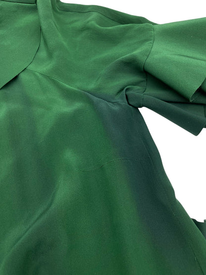 FENDI FENDI Silk Dress with Ruffles, Green, Made in Italy, Size 38