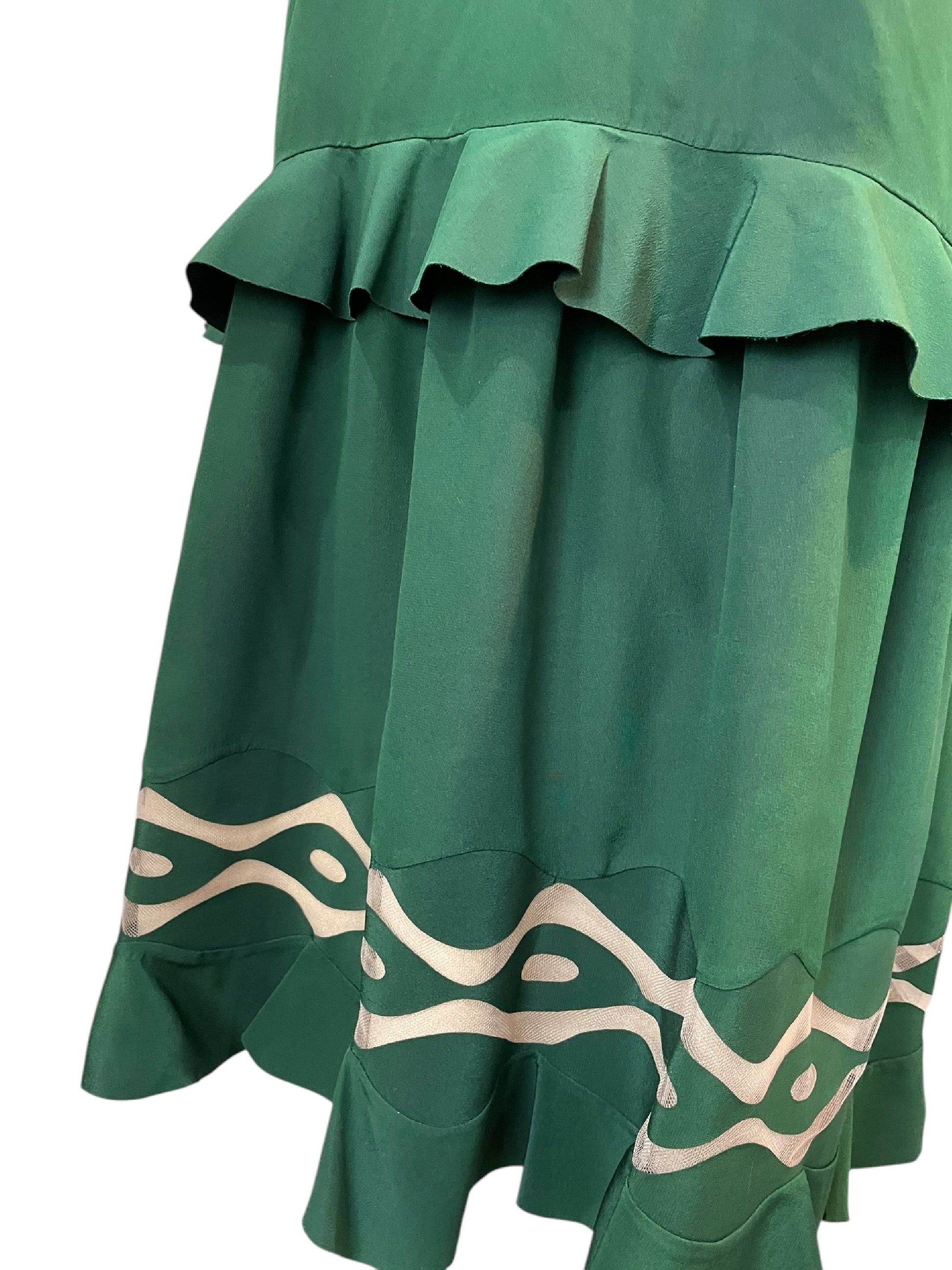 FENDI FENDI Silk Dress with Ruffles, Green, Made in Italy, Size 38