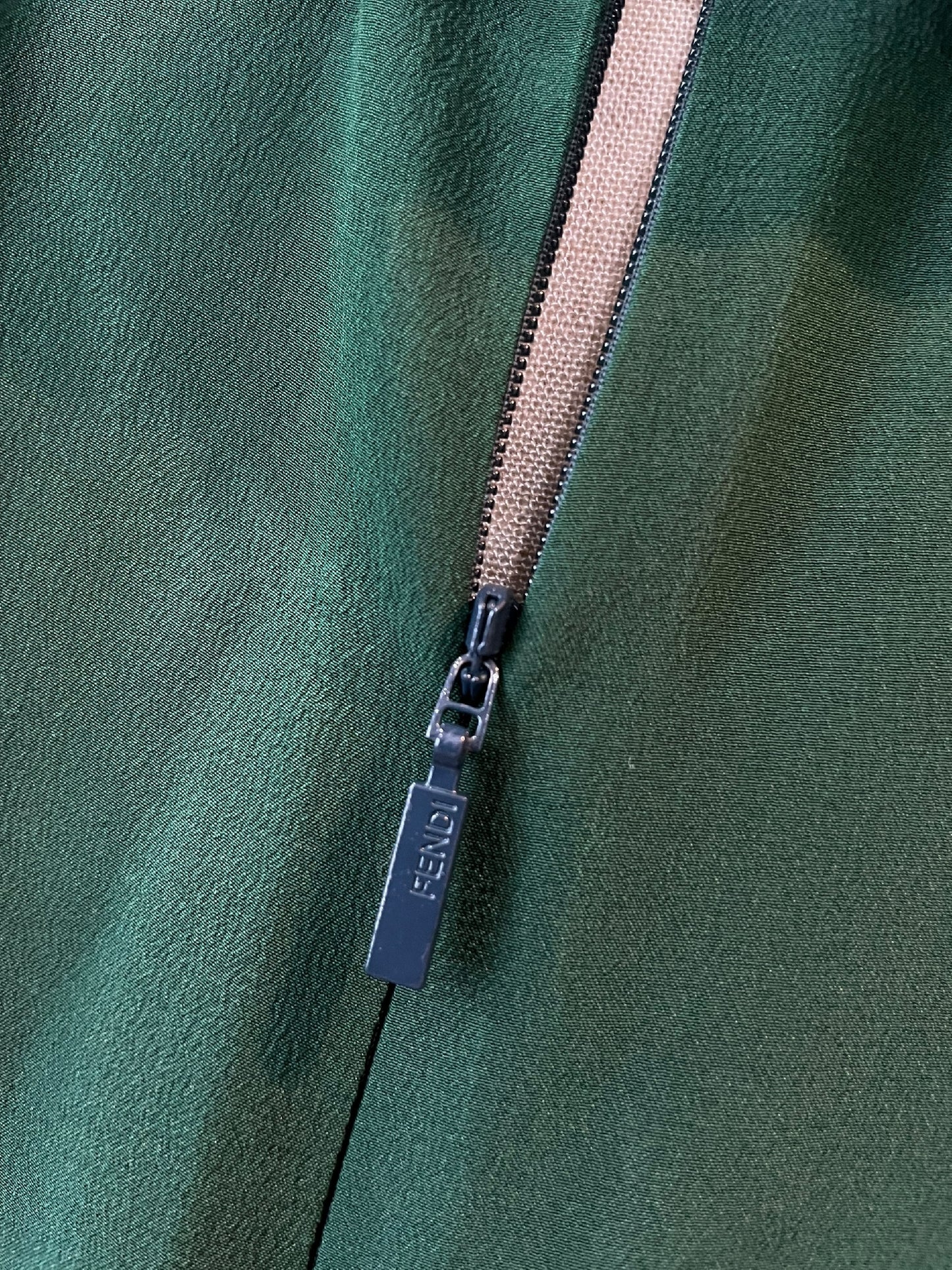 FENDI FENDI Silk Dress with Ruffles, Green, Made in Italy, Size 38