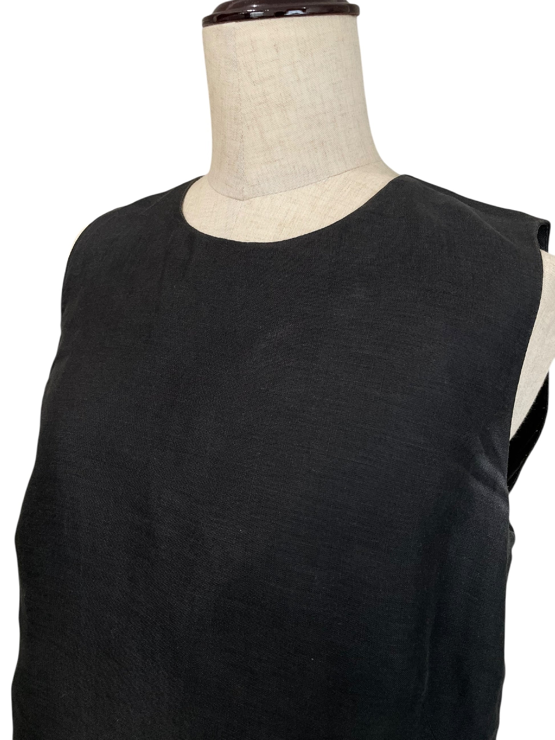 CELINE CELINE Dress, 100% Linen, Black, Made in France