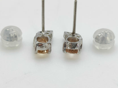 Imperial Topaz 0.40/0.40ct D0.11/0.11ct PT900/850 1.6g Earrings 
