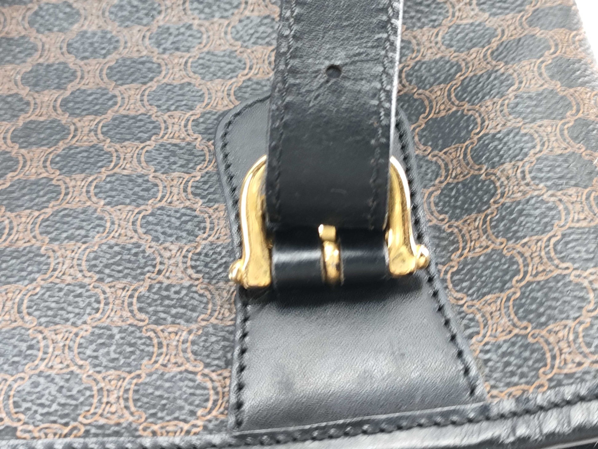 CELINE Black Macadam Bucket Tote Bag