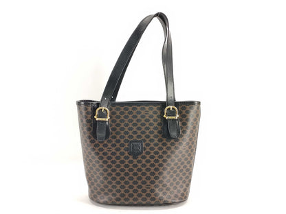 CELINE Black Macadam Bucket Tote Bag